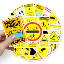 Load image into Gallery viewer, about:5.8-8.5cm 50pcs warning signs cartoon waterproof stickers
