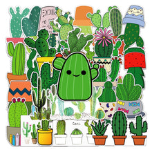 Load image into Gallery viewer, about:5.8-8.5cm 50pcs not repeated cactus series waterproof stickers
