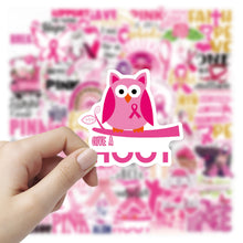 Load image into Gallery viewer, about:5-8cm 50pcs not repeated breast cancer pink ribbon series waterproof stickers

