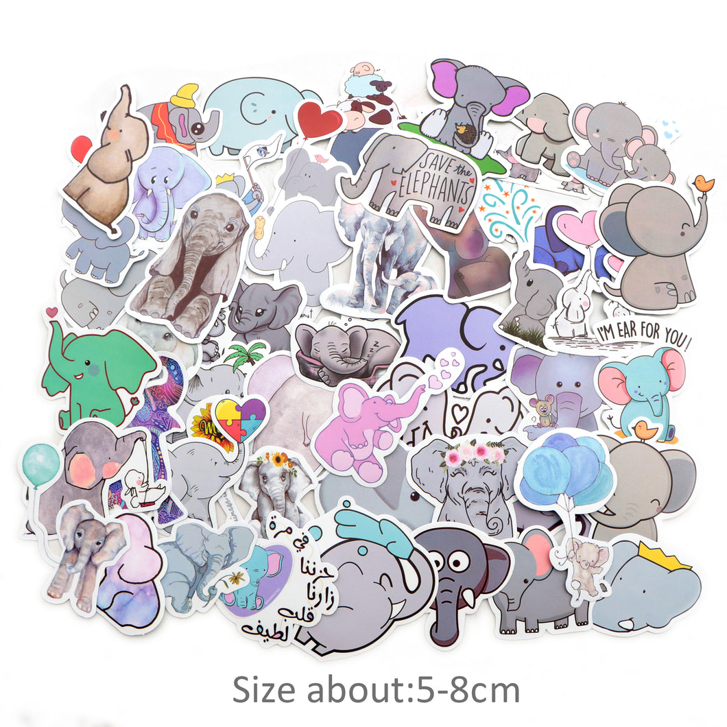 about:5-8cm 50 pcs elephant waterproof cartoon stickers