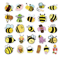 Load image into Gallery viewer, about:5.5-8.5cm 51pcs not repeated cartoon bee waterproof stickers
