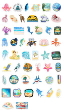 Load image into Gallery viewer, about:5.8-8.5cm  50pcs not repeated ocean series waterproof stickers
