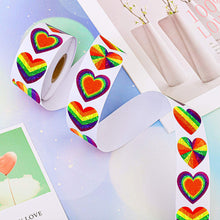 Load image into Gallery viewer, household gadgets heart love valentines day round oval holographic laser rainbow color love holographic sticker 500pieces/roll
