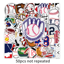 Load image into Gallery viewer, about:5.5-8.5cm(3.4&#39;&#39;) 50pcs not repeated baseball sport cartoon waterproof stickers

