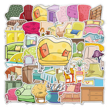 Load image into Gallery viewer, about:5.8-8.5cm waterproof houseware 50pcs ins style furniture graffiti waterproof stickers
