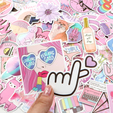 Load image into Gallery viewer, about:10*10cm waterproof pink series the whale alpaca rhinestones artificial diamond the camera letters alphabet bee peace lipstick lips 103 pcs series cartoon waterproof stickers
