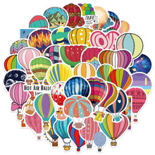 Load image into Gallery viewer, about:3-6cm color series waterproof 50 pcs cartoon hot air balloon doodle stickers
