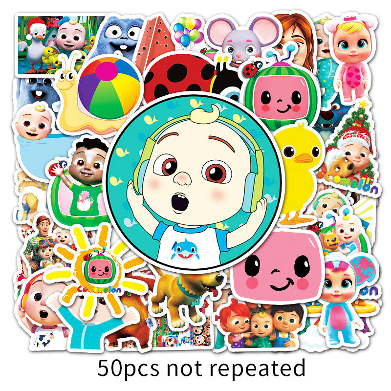 about:5.5-8.5cm 50pcs not repeated waterproof stickers