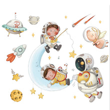 Load image into Gallery viewer, 30*90cm galaxy astronaut 2pcs/set cartoon spaceship wall stickers
