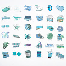 Load image into Gallery viewer, about 30-80mm(3.2&#39;&#39;) 50pcs cartoon blue series waterproof self-adhesive stickers
