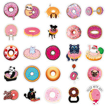 Load image into Gallery viewer, about:5-7cm waterproof donuts dog puppy panda 50pcs not repeated donuts series waterproof stickers
