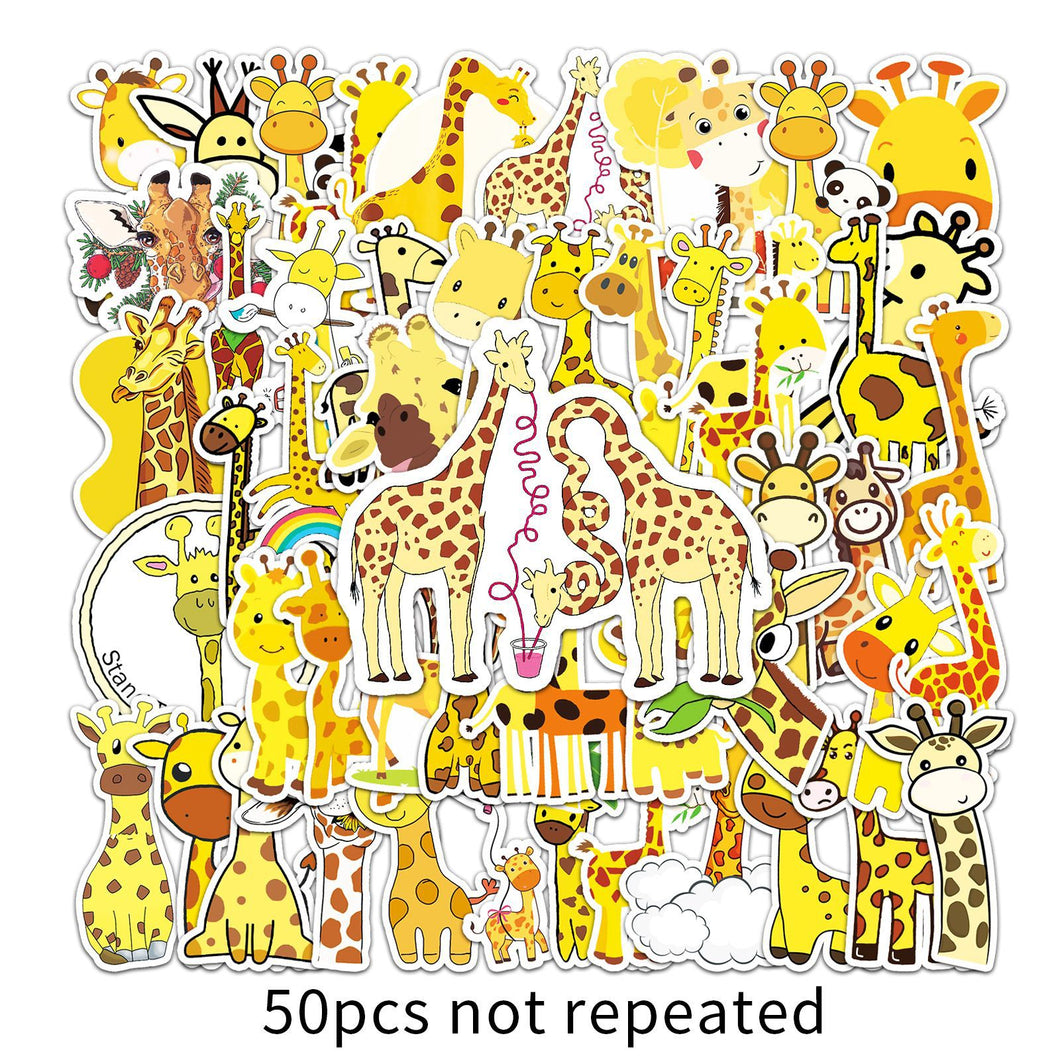 about:5.8-8.5cm 50 pcs cartoon giraffe series waterproof stickers