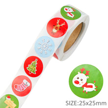 Load image into Gallery viewer, diameter2.5cm christmas day christmas tree Christmas sticker（500pieces/roll）
