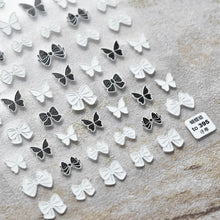 Load image into Gallery viewer, 13 * 8.3cm nail art nailartkit bowknot bows butterfly black and white series relief butterfly bowknot nail sticker
