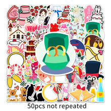 Load image into Gallery viewer, about:5.5-8.5cm 50pcs wedding cartoon waterproof stickers
