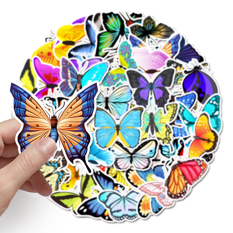 about:5-12cm 58pcs colorful butterfly waterproof cartoon stickers