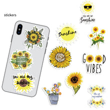 Load image into Gallery viewer, package size:10*10cm waterproof plant sunflower elephant butterfly letters alphabet 50 pcs sunflower series waterproof stickers
