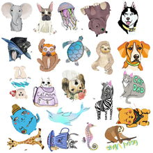 Load image into Gallery viewer, about:5-8cm waterproof dog puppy elephant hippo turtle tortoise penguin penguins seahorse tiger tiger pattern zebra stripe butterfly 50 pcs animal series waterproof stickers
