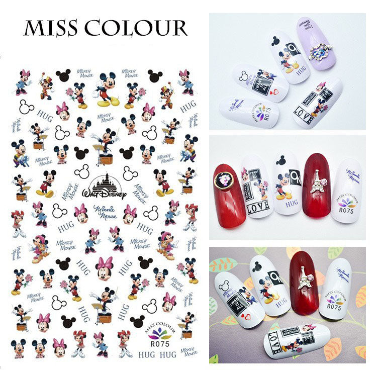 about:9.4*6.3cm nail art nailartkit letters alphabet mickey minnie series nail stickers