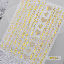 Load image into Gallery viewer, packing size: 9*14cm gold foil metallic gold hot stamping 3d golden chain nail sticker
