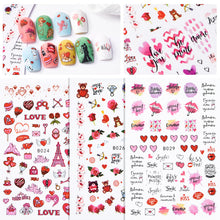 Load image into Gallery viewer, size:15.3*8.8cm high heels nail polish present gift flamingo letters alphabet valentine&#39;s day series heart rose cupid bear nail stickers
