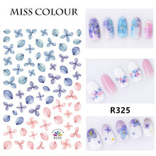 Load image into Gallery viewer, about:9.4*6.3cm fruit gradient color letters alphabet number cherry peach flower floral leaf leaves tree gradient letter flower cherry peach waterproof nail sticker
