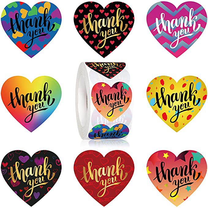 heart love valentines day letters alphabet household gadgets rainbow color thank you love sticker 500pieces/roll (500 pcs/roll)