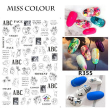 Load image into Gallery viewer, about:9.4*6.3cm sunflower heart love letters alphabet rainbow color sun flower love contrast color daisy nail stickerf
