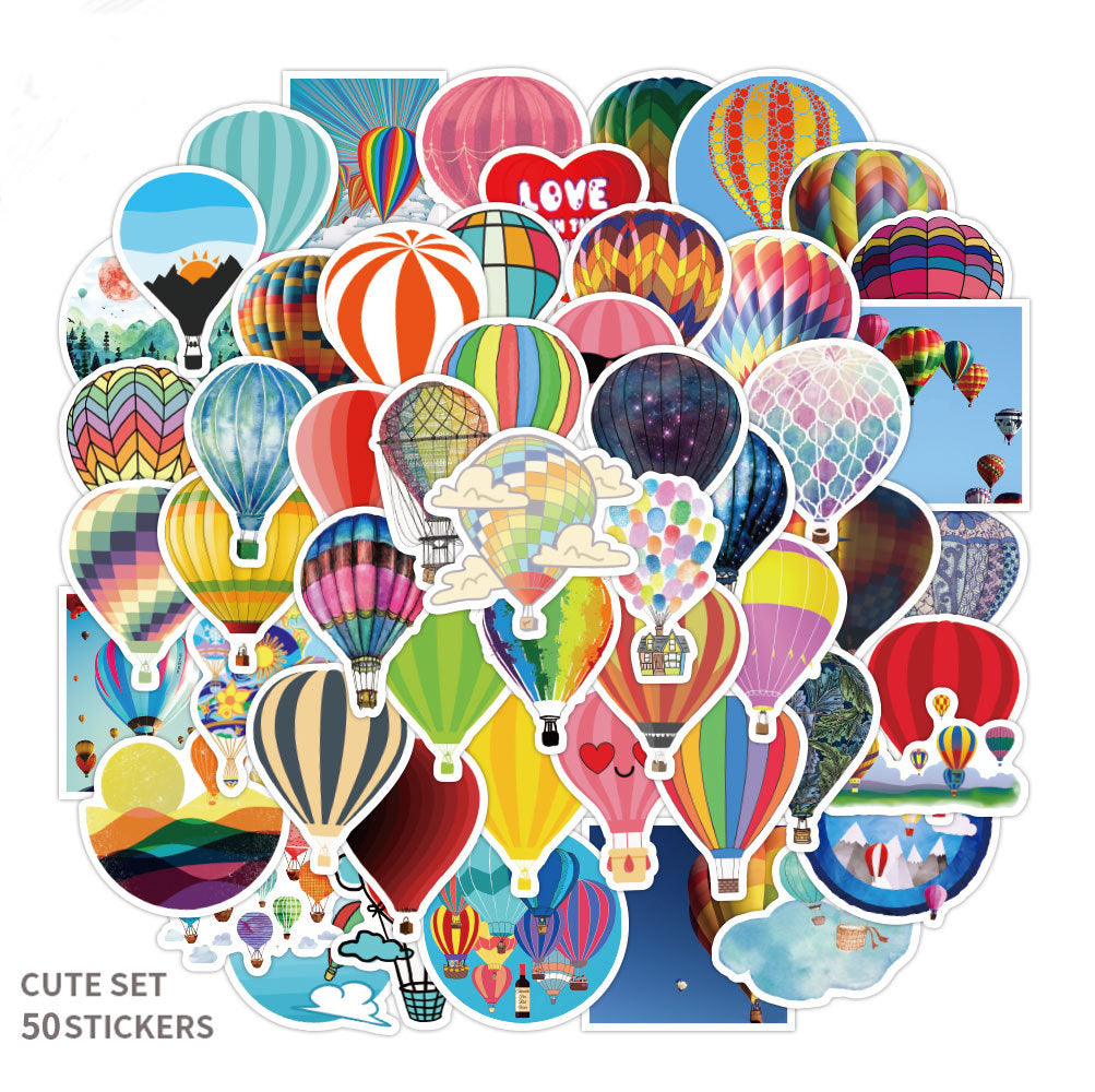 about 5-7cm 50pcs not repeated hot air balloon series waterproof stickers