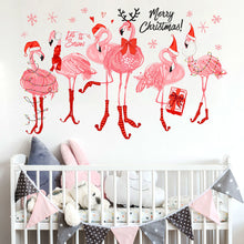 Load image into Gallery viewer, 30*45cm 4pcs/set christmas flamingo wall sticker
