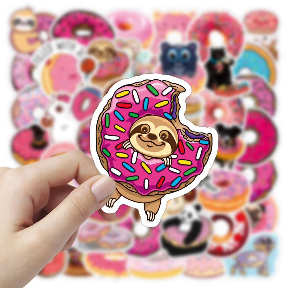 about:5-7cm waterproof donuts dog puppy panda 50pcs not repeated donuts series waterproof stickers