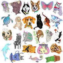 Load image into Gallery viewer, about:5-8cm waterproof dog puppy elephant hippo turtle tortoise penguin penguins seahorse tiger tiger pattern zebra stripe butterfly 50 pcs animal series waterproof stickers
