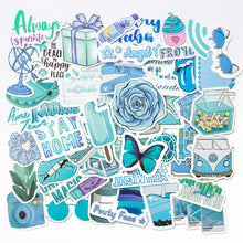 Load image into Gallery viewer, about 30-80mm(3.2&#39;&#39;) 50pcs cartoon blue series waterproof self-adhesive stickers
