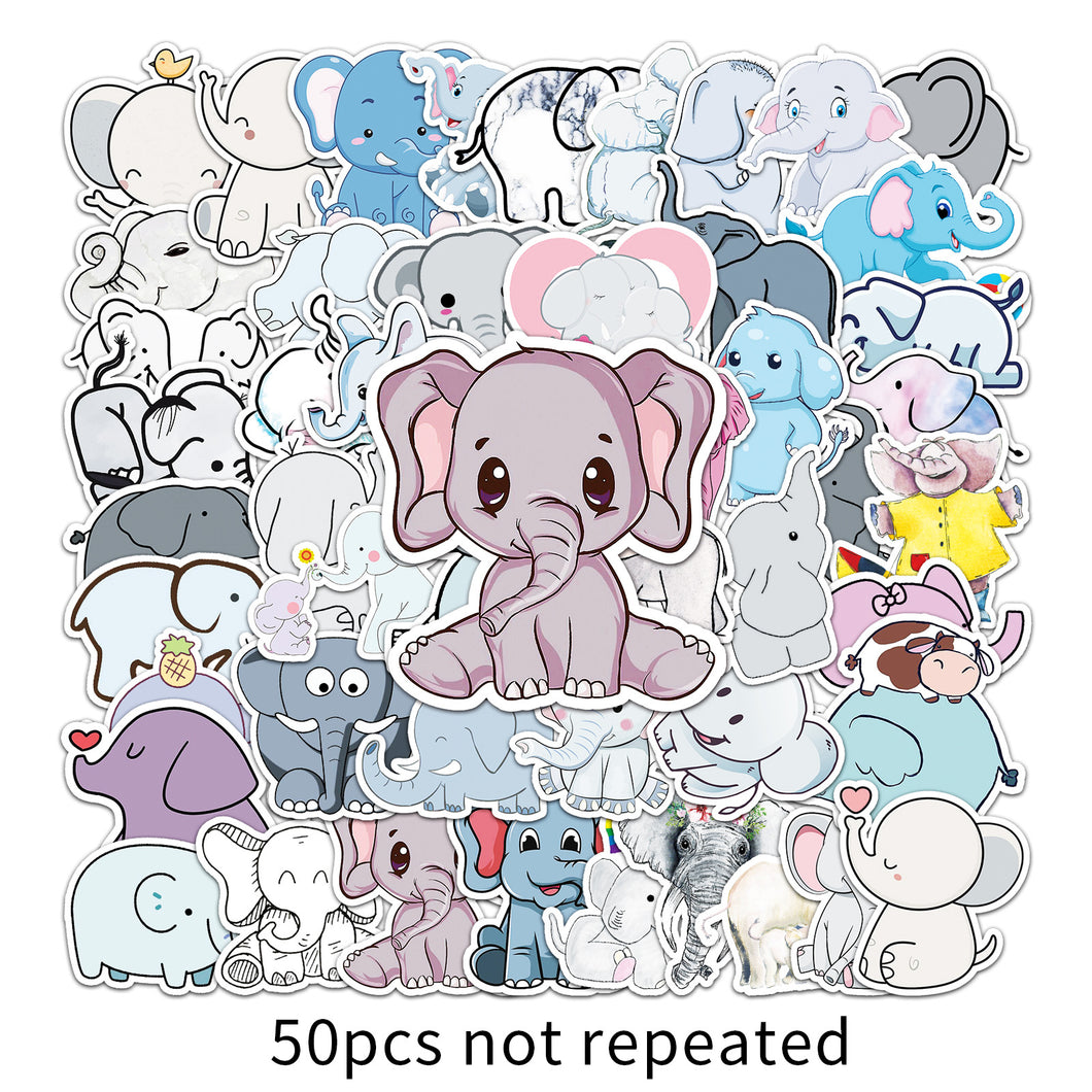 about：5.5-8.5cm 50 pcs elephant originality sticker