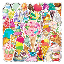 Load image into Gallery viewer, about:5.5-8.5cm 50pcs not repeated ice cream waterproof stickers
