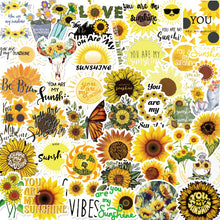 Load image into Gallery viewer, package size:10*10cm waterproof plant sunflower elephant butterfly letters alphabet 50 pcs sunflower series waterproof stickers
