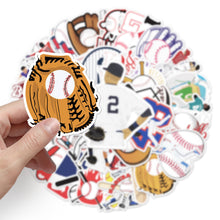 Load image into Gallery viewer, about:5.5-8.5cm(3.4&#39;&#39;) 50pcs not repeated baseball sport cartoon waterproof stickers
