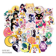 Load image into Gallery viewer, about:5-8cm 50pcs sailor moon series cartoon waterproof stickers
