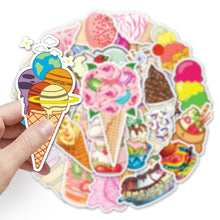 Load image into Gallery viewer, about:5.5-8.5cm 50pcs not repeated ice cream waterproof stickers
