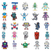 Load image into Gallery viewer, about:5.8-8.5cm 51pcs not repeated robot series waterproof stickers
