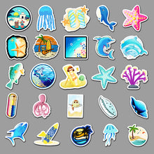 Load image into Gallery viewer, about:5.8-8.5cm  50pcs not repeated ocean series waterproof stickers
