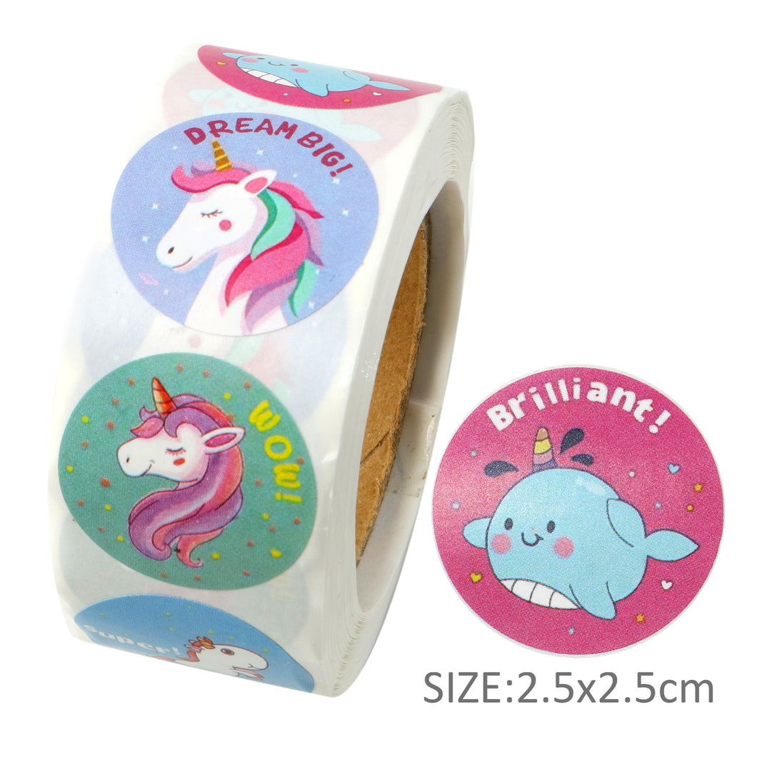 25mm unicorn series stickers (500 pcs/roll)