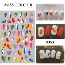 Load image into Gallery viewer, about:9.4*6.3cm sunflower heart love letters alphabet rainbow color sun flower love contrast color daisy nail stickerf
