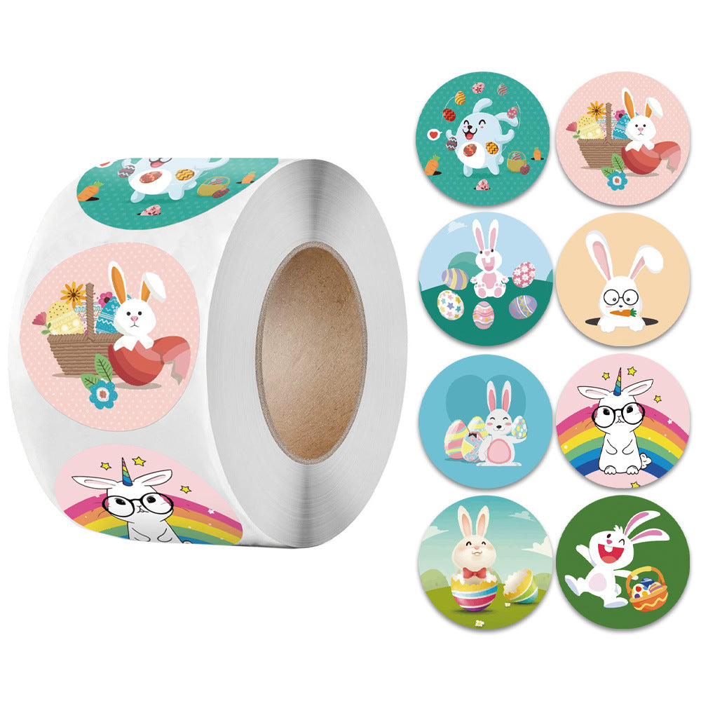 easter bunny rabbit bunny number flower floral rainbow color pcs easter egg stickers (500 pcs/roll)
