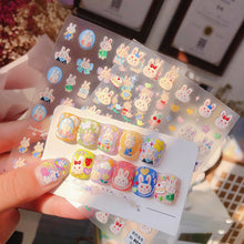 Load image into Gallery viewer, 13 * 8.3cm rabbit bunny bowknot bows letters alphabet cake cupcake ice cream popsicle flower floral heart love cherry lovely rabbit nail sticker
