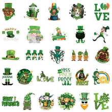 Load image into Gallery viewer, about:5-7cm(2.8&#39;&#39;) 50pcs saint patricks green series waterproof stickers
