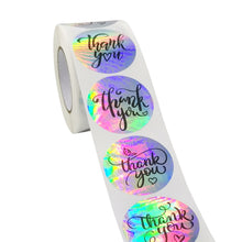 Load image into Gallery viewer, letters alphabet household gadgets holographic laser thank you holographic sticker 500pieces/roll
