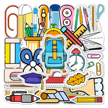 Load image into Gallery viewer, about:5.5-8.5cm 50pcs back to school series waterproof stickers
