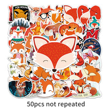 Load image into Gallery viewer, about:5.5-8.5cm waterproof fox letters alphabet glasses flower floral 50pcs cartoon cunning fox waterproof stickers
