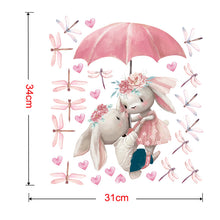 Load image into Gallery viewer, wall poster jewelry accessories rabbit bunny star starfish heart love dragonfly flower floral butterfly umbrella pink series watercolor rabbit wall sticker
